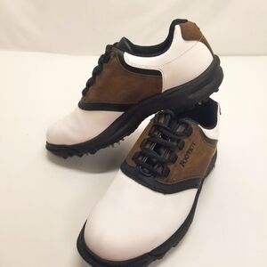 FootJoy GreenJoys Woman Sz 7.5 45516 Golf Shoes White/Brown Saddle Style Lace Up